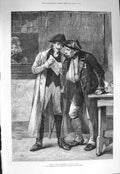 Original Old Antique Print 1875 News Regiment Men Reading Letter 19th