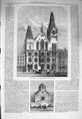 Old Antique Print 1875 Memorial Hall Farringdon Chapel Duke Nicholas Nice 19th