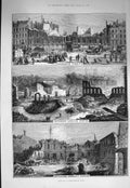 Original Old Antique Print 1875 Northumberland House Strand Demolition London