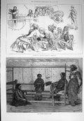 Antique Old Print *3244 1875 Girls Weaving Sarango Java Revivalist Birmingham