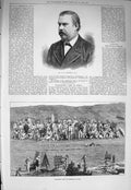 Old Antique Print *3243 1875 Armstead Volunteer Camp Exercise India Siers