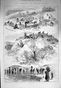 Old Antique Print 1875 Lock-Out Wales Miners Stone Breaking Cyfartha Iron 19th