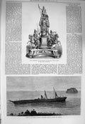 Original Old Antique Print 1875 Ship Wreck Soudan Funchal Madeira Earl Zetland