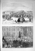 Original Old Antique Print 1875 Lock-Out Wales Merthyr-Tydvil Mitchel Tipperary