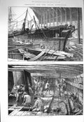 Old Antique Print 1875 Polar Expedition Discovery Ship Portsmouth Alert 19th