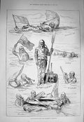 Old Antique Print 1875 Captain Boyton Voyage Westminster Greenwich Suit 19th