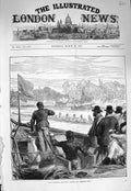 Old Antique Print 1875 University Boat Race Coaching Cambridge Crew River 19th
