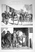 Original Old Antique Print 1875 Cavalry Horses Civil War Spain Tafalla Street