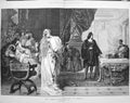 Original Old Antique Print 1875 Casket Scene Merchant Venice Theatre Actors