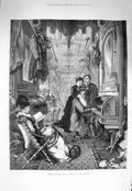 Old Antique Print 1875 America Sunday Union Pacific Railway Piano Music 19th