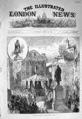 Original Old Antique Print 1875 Unveiling Statue Daniel Manin Venice Italy 19th