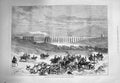 Original Old Antique Print 1875 Fox Hunting Campagna Meet Roman Hunt Mountains