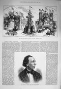 Old Antique Print *3319 1875 Prince Wales Chatham Hans Christian Anderson