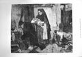 Original Old Antique Print 1875 Family Home Widower Crying Man Baby Lady 19th