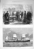 Original Old Antique Print 1875 Prince Wales Merchant Taylors Steamer Champlain