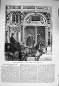 Original Old Antique Print 1875 Entrance Gallery Society Painters Water Colours