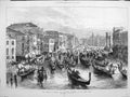Original Old Antique Print 1875 Emperor Austria Venice Procession Grand Canal