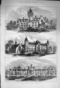 Old Antique Print 1875 Freemasons Institution Girls Boys Aged Benevolent 19th