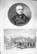 Original Old Antique Print 1875 Count Brunnow Racecourse Sandown Park Esher