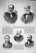 Original Old Antique Print 1875 Freemasons Woods Harvey Bent Fenn Monckton 19th