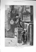 Old Antique Print 1875 British Lion Statue Indian Men Southampton Leslie 19th