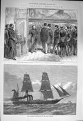 Old Antique Print 1875 Arctic Captain Nares Duke Edinburgh Alert Valorous 19th