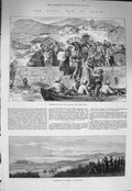 Original Old Antique Print 1875 Civil War Spain Guetaria Bombardment Carlists