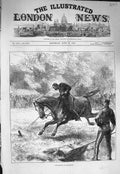 Original Old Antique Print 1875 Tent Pegging Hurlingham Horse Sier Victorian