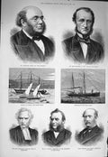 Old Antique Print 1875 Russel Lemoinne Yachts Sydney Nyassa Young Munster 19th
