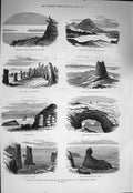 Original Old Antique Print 1875 Island Lewis Dune Carloway Stornoway Victorian