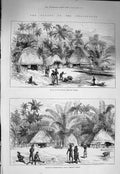 Original Old Antique Print 1875 Wild Island Admiralty D'Entrecasteaux Victorian