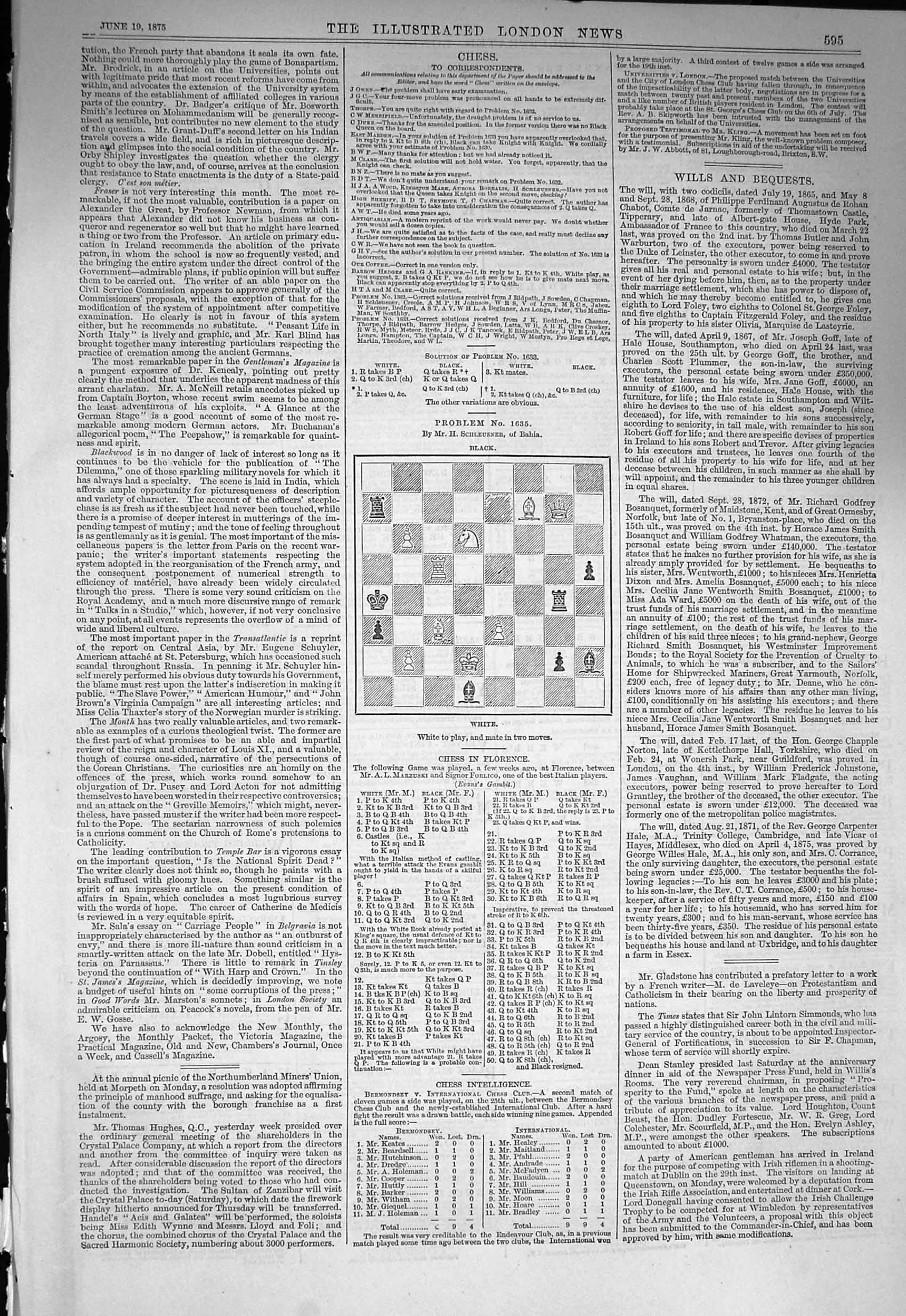 Antique Print Ref.132 1875 Twelve Pages Chess Moves Illustrated London News
