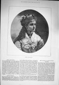 Original Old Antique Print 1875 Portrait Mdlle Zare Thalberg Opera Singer 19th