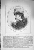 Original Old Antique Print 1875 Portrait Melle Louise Singelee Singelli 19th