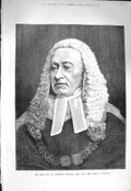 Old Antique Print 1875 Portrait Alexander Cockburn Chief Justice England 19th