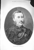 Original Old Antique Print 1875 Portrait H.R.H. Duke Connaught K.G. Victorian