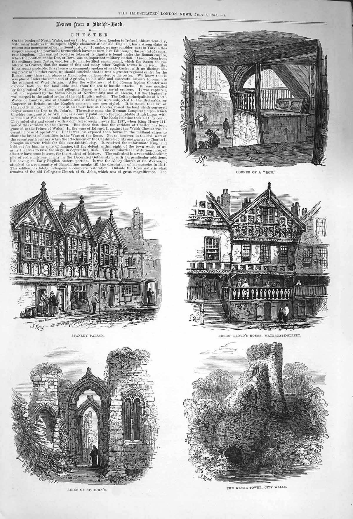 Original Old Antique Print 1875 Chester Stanley Palace John'S Bishop Lloyd City