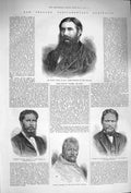 Old Antique Print 1875 Julius Vogel Katene Makena Takamoana New Zealand 19th