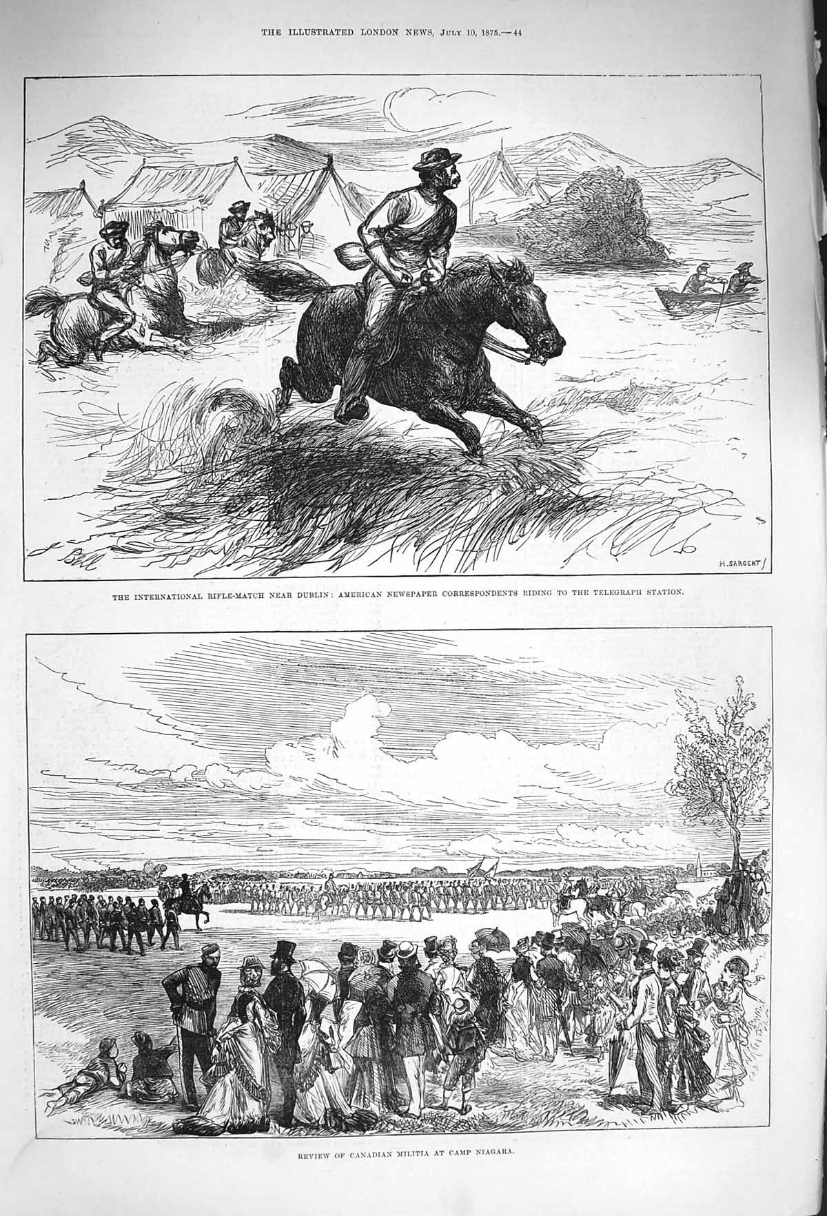 Old Antique Print 1875 Rifle Match Dublin Canadian Militia Camp Niagara 19th