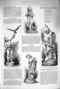 Old Antique Print 1875 Sculpture Royal Academy Vanarella Falconer Satan 19th