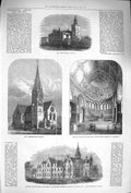 Original Old Antique Print 1875 Whitechapel Church Asylum Deaf Margate Z 19th