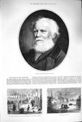 Original Old Antique Print 1875 Francis Bond Head Floods Frome Baptist Bristol