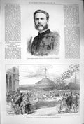Original Old Antique Print 1875 Captain George Pearse Wimbledon Pigeon Races