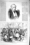 Original Old Antique Print 1875 Charles Locock Baby Funeral Madrid Spain 19th