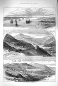 Original Old Antique Print 1875 Rio Tinto Mines Spain Huelya Railway Mo 19th