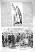 Original Old Antique Print 1875 Statue Richard Baxter Puritan Lord Ernest Bruce