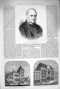 Old Antique Print 1875 Thirlwall Isaac Watts Southampton Temperance Hall 19th