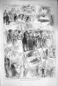 Original Old Antique Print 1875 International Municipal Ball Guildhall Grotto