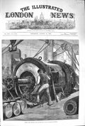 Old Antique Print 1875 Boring Trunnion Coil 81-Ton Gun Woolwich Arsenal 19th