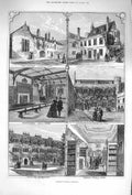 Original Old Antique Print 1875 Pembroke College Cambridge Dining Hall 19th